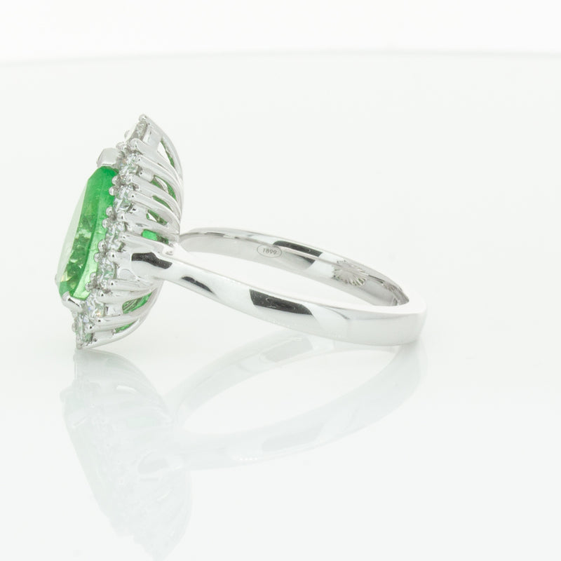18ct White Gold Emerald & Diamond Belle Ring-Ring-Walker & Hall