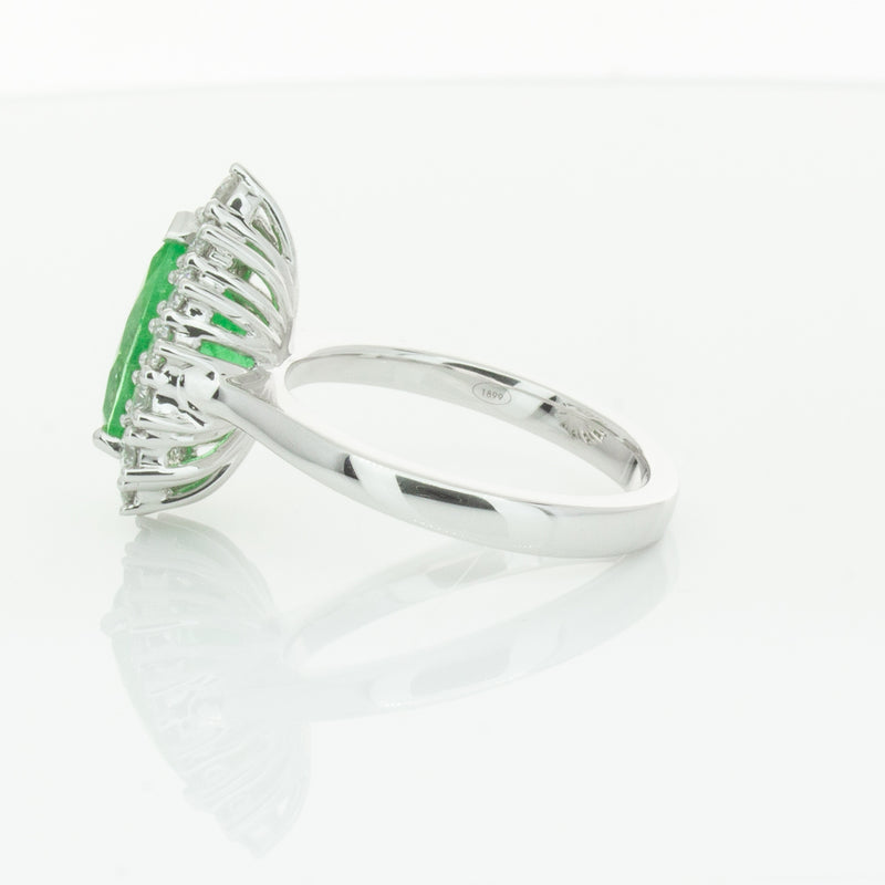 18ct White Gold Emerald & Diamond Belle Ring-Ring-Walker & Hall