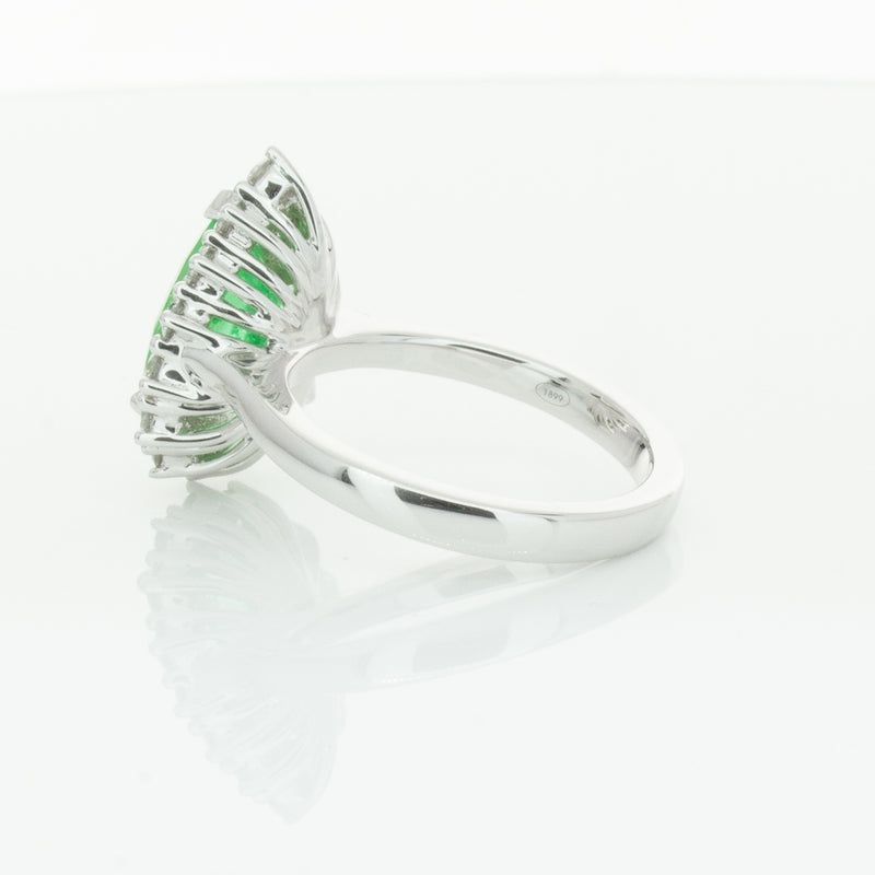 18ct White Gold Emerald & Diamond Belle Ring-Ring-Walker & Hall
