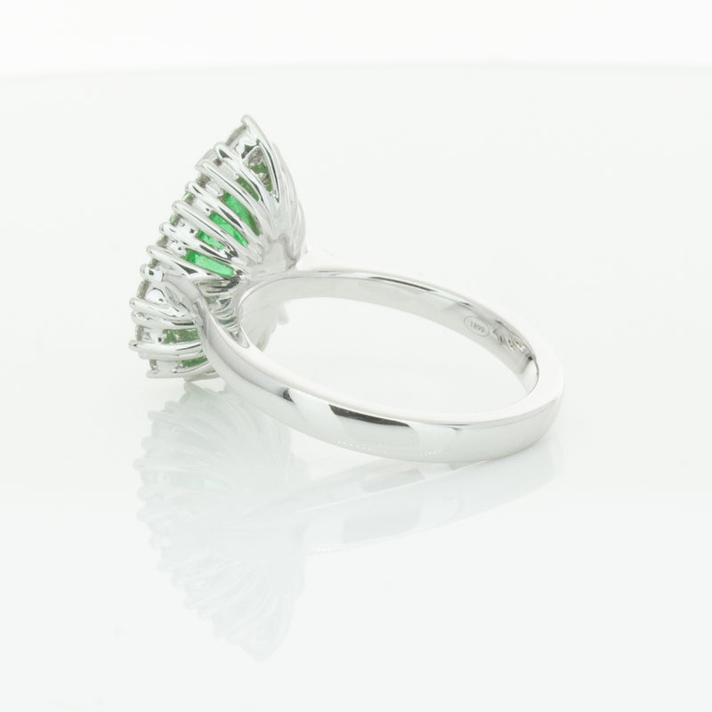 18ct White Gold Emerald & Diamond Belle Ring-Ring-Walker & Hall