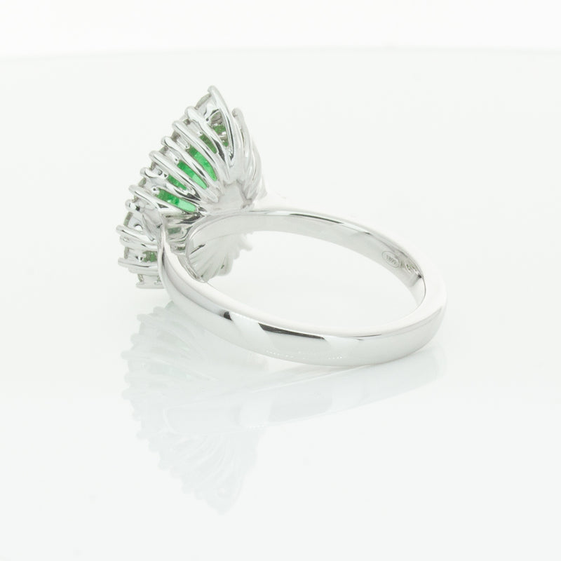 18ct White Gold Emerald & Diamond Belle Ring-Ring-Walker & Hall