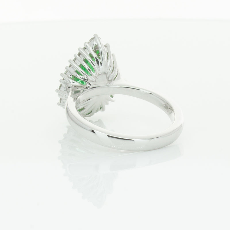 18ct White Gold Emerald & Diamond Belle Ring-Ring-Walker & Hall
