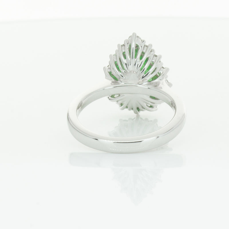 18ct White Gold Emerald & Diamond Belle Ring-Ring-Walker & Hall