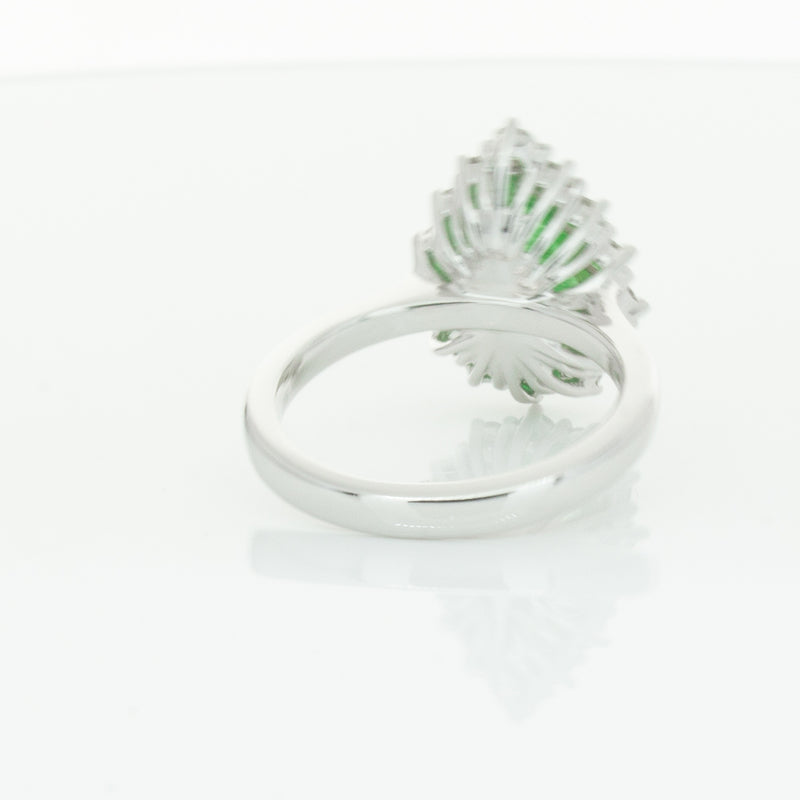 18ct White Gold Emerald & Diamond Belle Ring-Ring-Walker & Hall