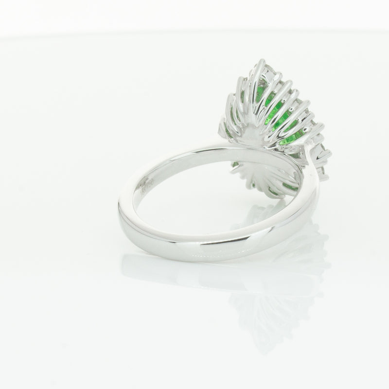 18ct White Gold Emerald & Diamond Belle Ring-Ring-Walker & Hall