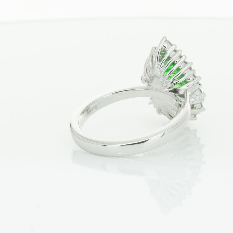 18ct White Gold Emerald & Diamond Belle Ring-Ring-Walker & Hall