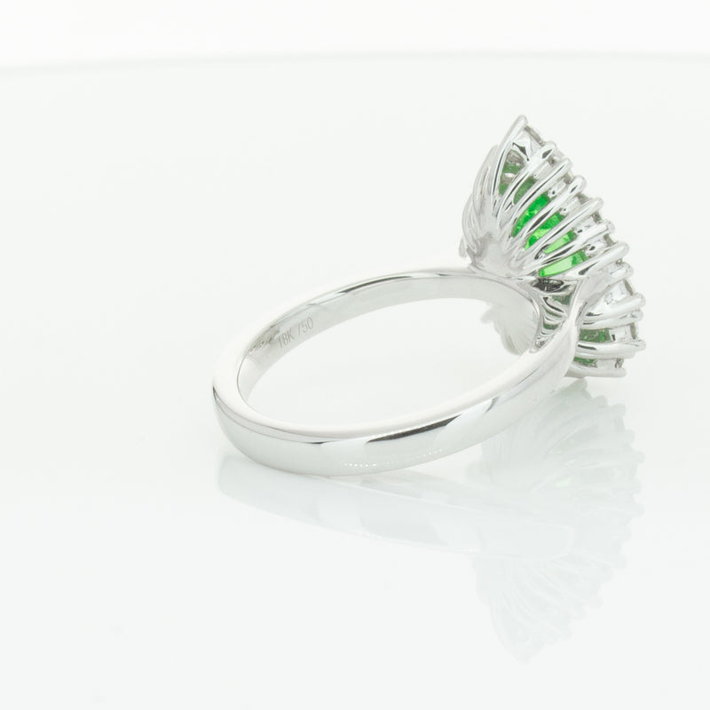 18ct White Gold Emerald & Diamond Belle Ring-Ring-Walker & Hall