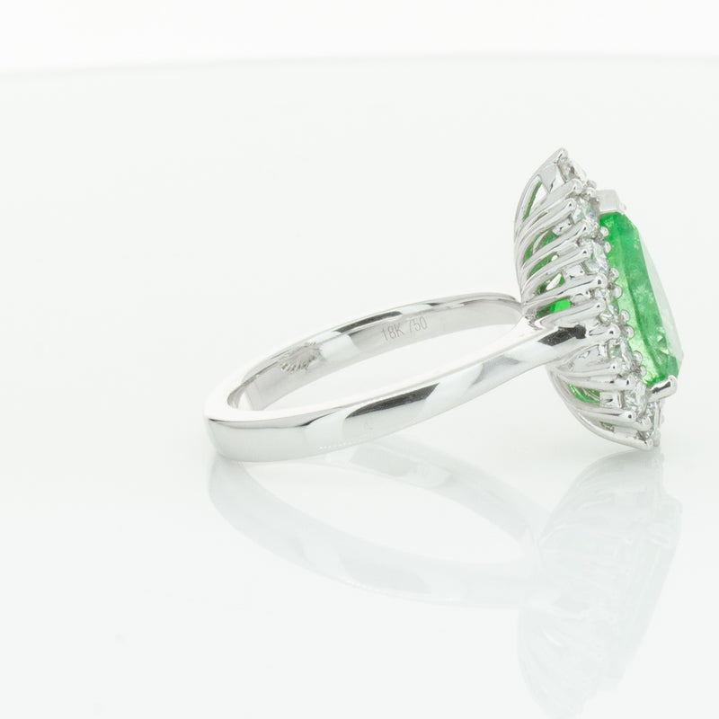 18ct White Gold Emerald & Diamond Belle Ring-Ring-Walker & Hall