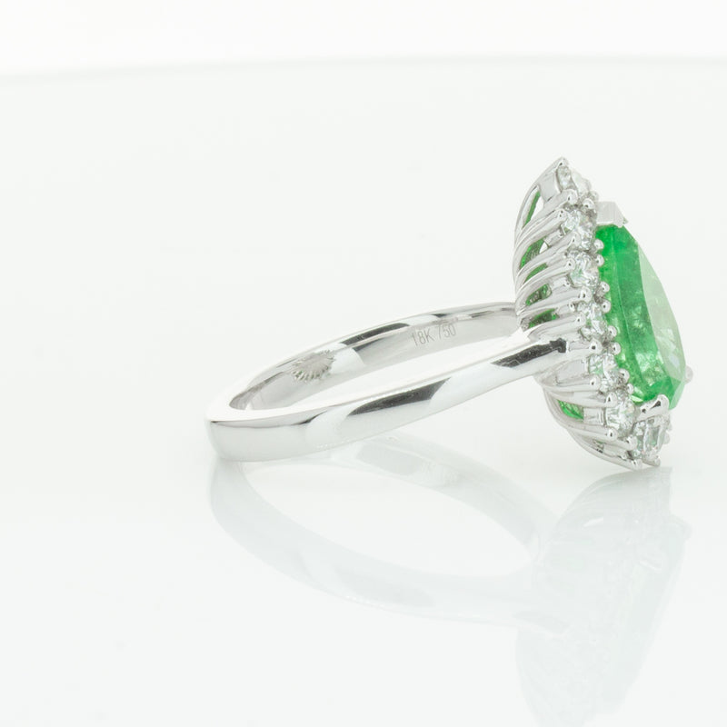 18ct White Gold Emerald & Diamond Belle Ring-Ring-Walker & Hall