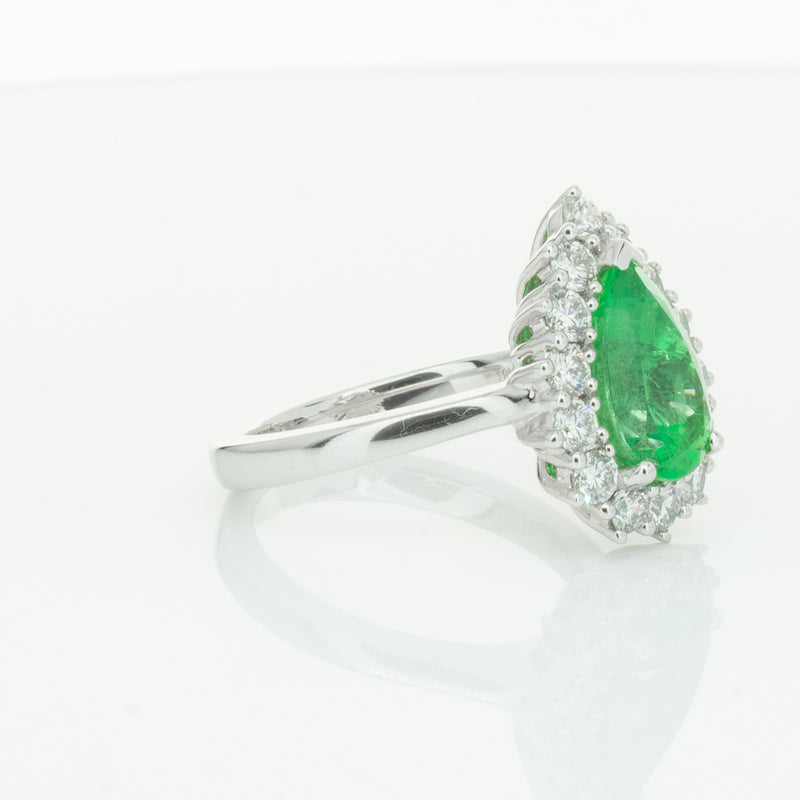 18ct White Gold Emerald & Diamond Belle Ring-Ring-Walker & Hall