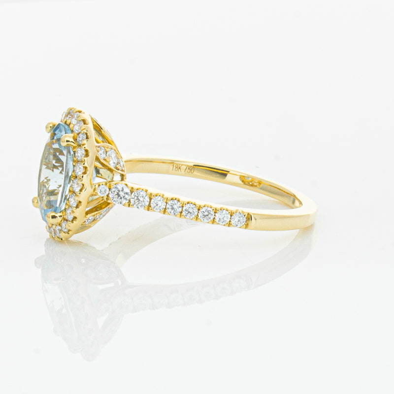 18ct Yellow Gold 1.58ct Aquamarine & Diamond Sierra Ring-Ring-Walker & Hall