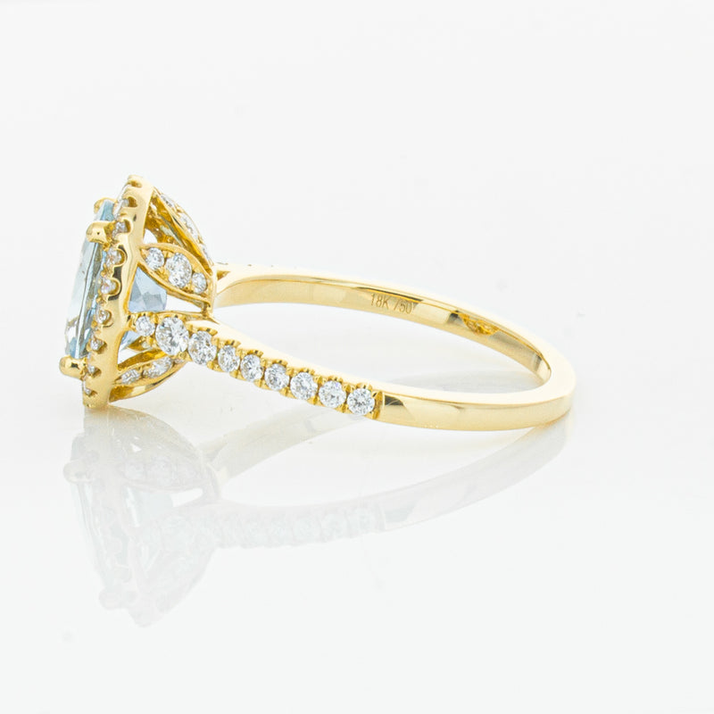 18ct Yellow Gold 1.58ct Aquamarine & Diamond Sierra Ring-Ring-Walker & Hall