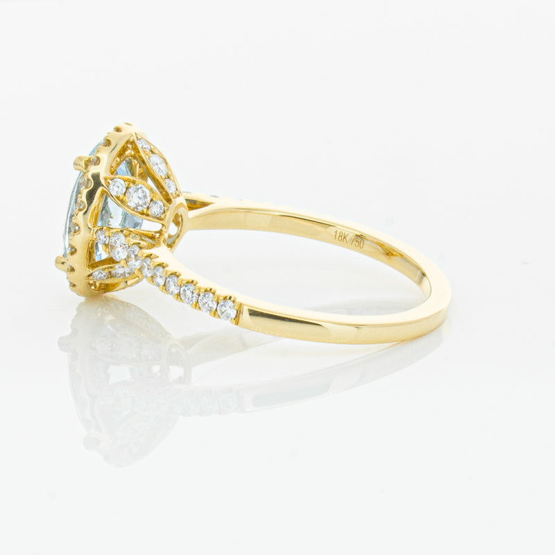 18ct Yellow Gold 1.58ct Aquamarine & Diamond Sierra Ring-Ring-Walker & Hall