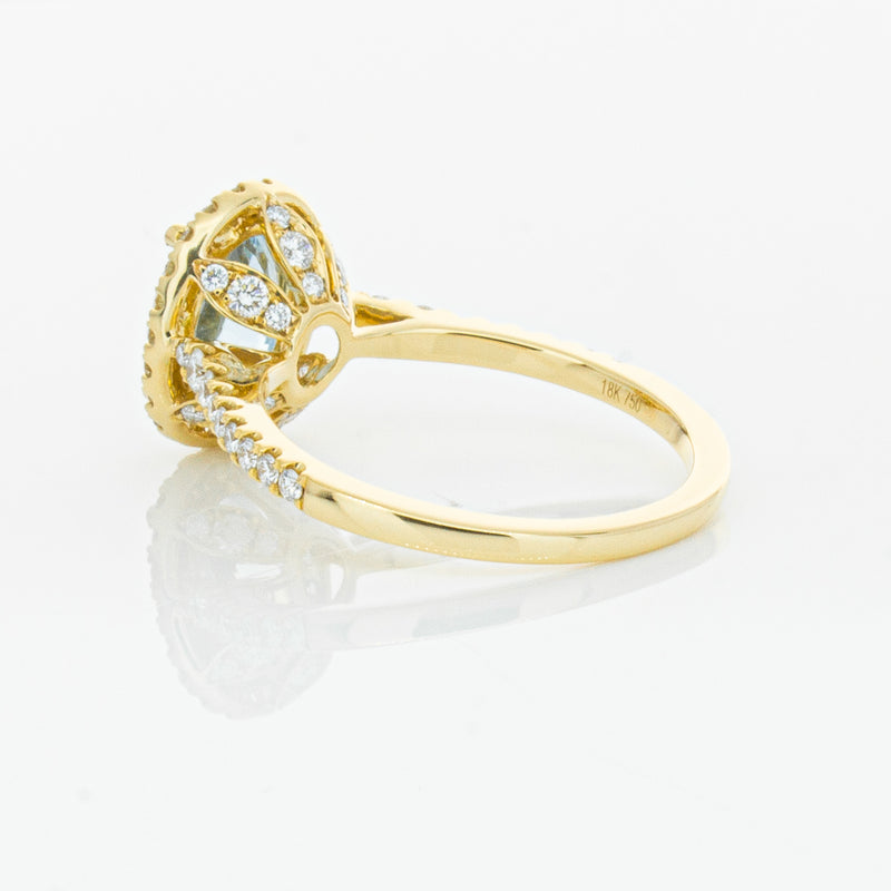 18ct Yellow Gold 1.58ct Aquamarine & Diamond Sierra Ring-Ring-Walker & Hall