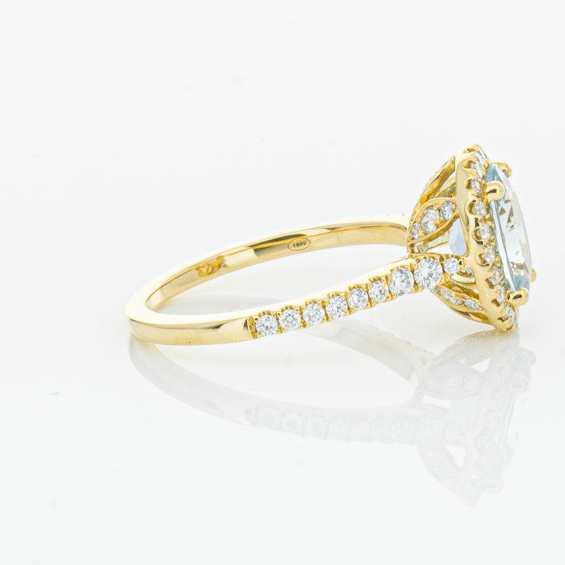 18ct Yellow Gold 1.58ct Aquamarine & Diamond Sierra Ring-Ring-Walker & Hall