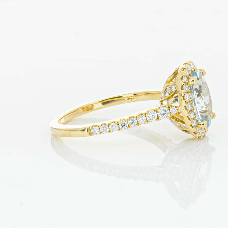 18ct Yellow Gold 1.58ct Aquamarine & Diamond Sierra Ring-Ring-Walker & Hall