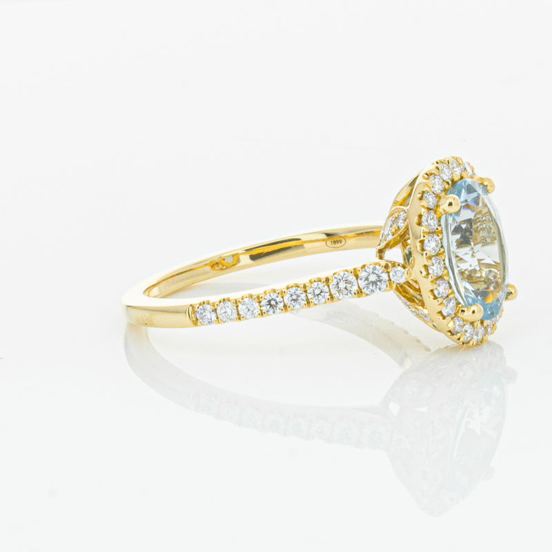 18ct Yellow Gold 1.58ct Aquamarine & Diamond Sierra Ring-Ring-Walker & Hall