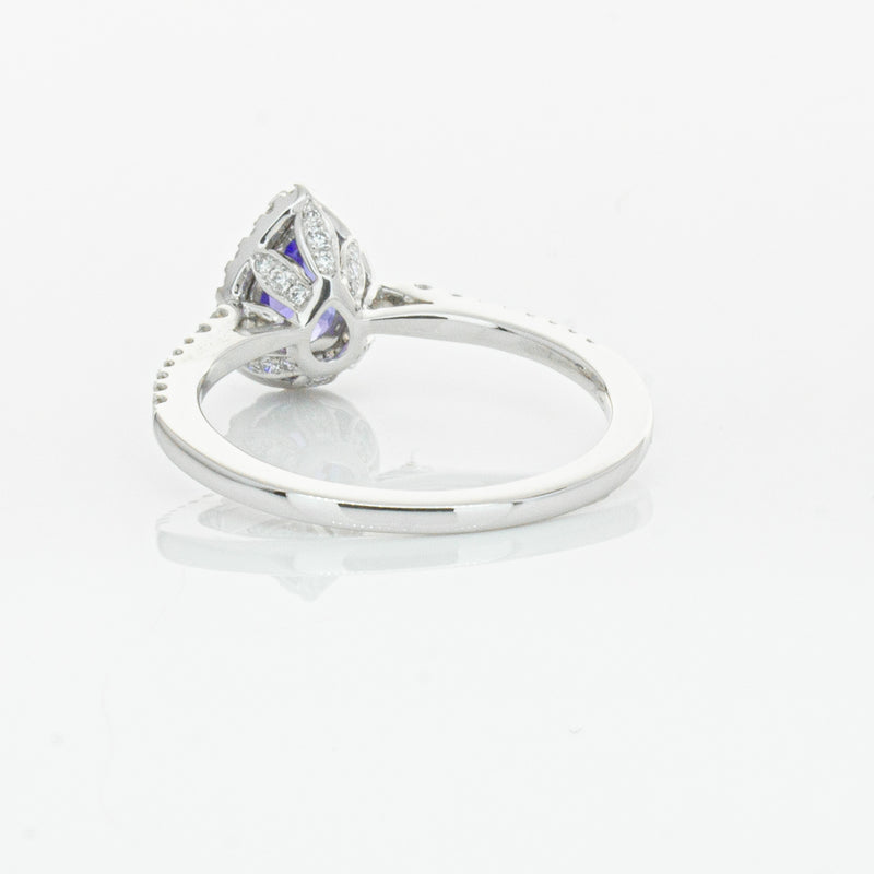 18ct White Gold 1.08ct Tanzanite & Diamond Mini Sierra Ring-Ring-Walker & Hall