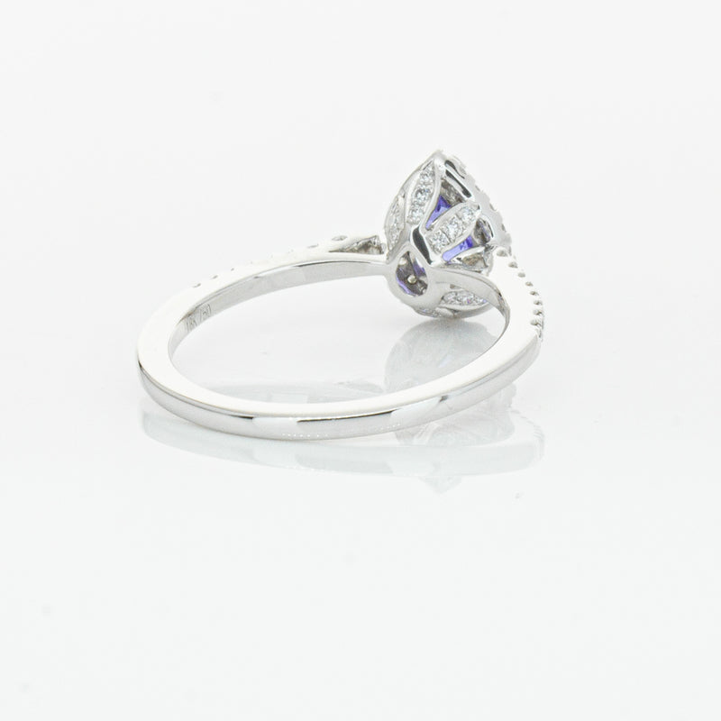 18ct White Gold 1.08ct Tanzanite & Diamond Mini Sierra Ring-Ring-Walker & Hall