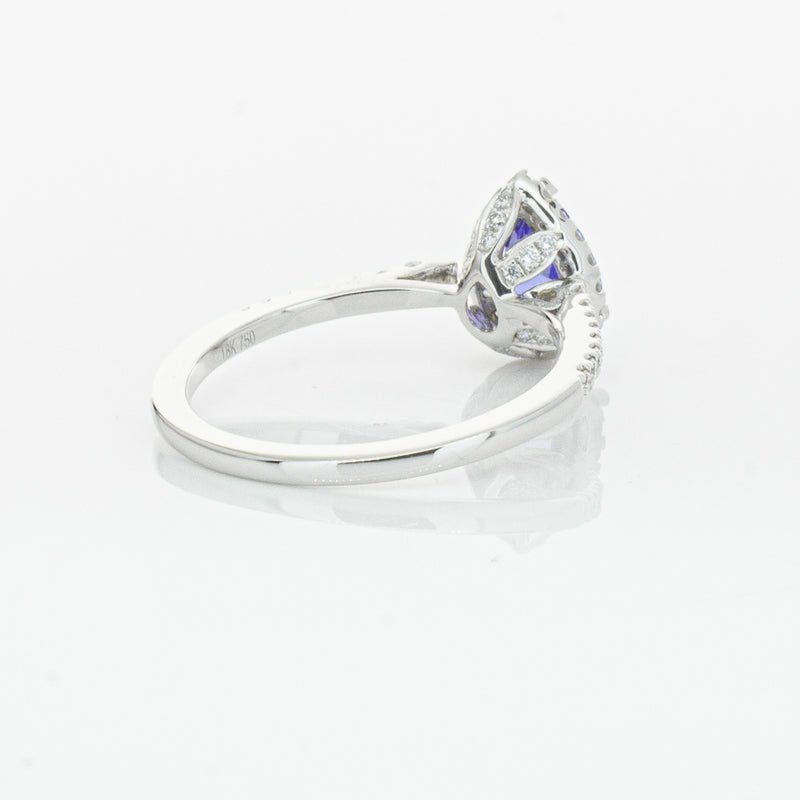 18ct White Gold 1.08ct Tanzanite & Diamond Mini Sierra Ring-Ring-Walker & Hall