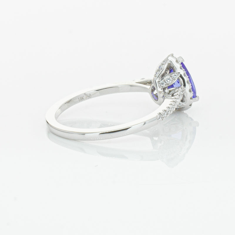 18ct White Gold 1.08ct Tanzanite & Diamond Mini Sierra Ring-Ring-Walker & Hall