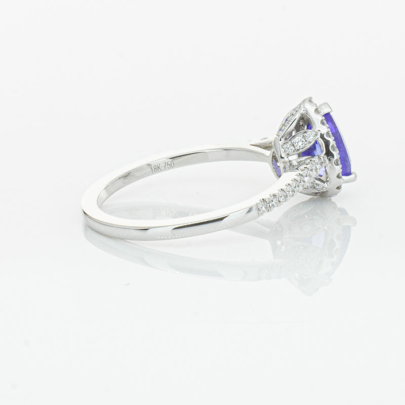 18ct White Gold 1.08ct Tanzanite & Diamond Mini Sierra Ring-Ring-Walker & Hall