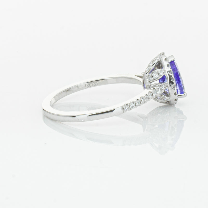 18ct White Gold 1.08ct Tanzanite & Diamond Mini Sierra Ring-Ring-Walker & Hall