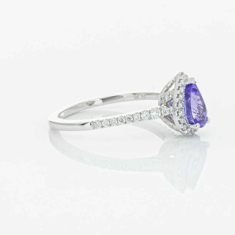18ct White Gold 1.08ct Tanzanite & Diamond Mini Sierra Ring-Ring-Walker & Hall