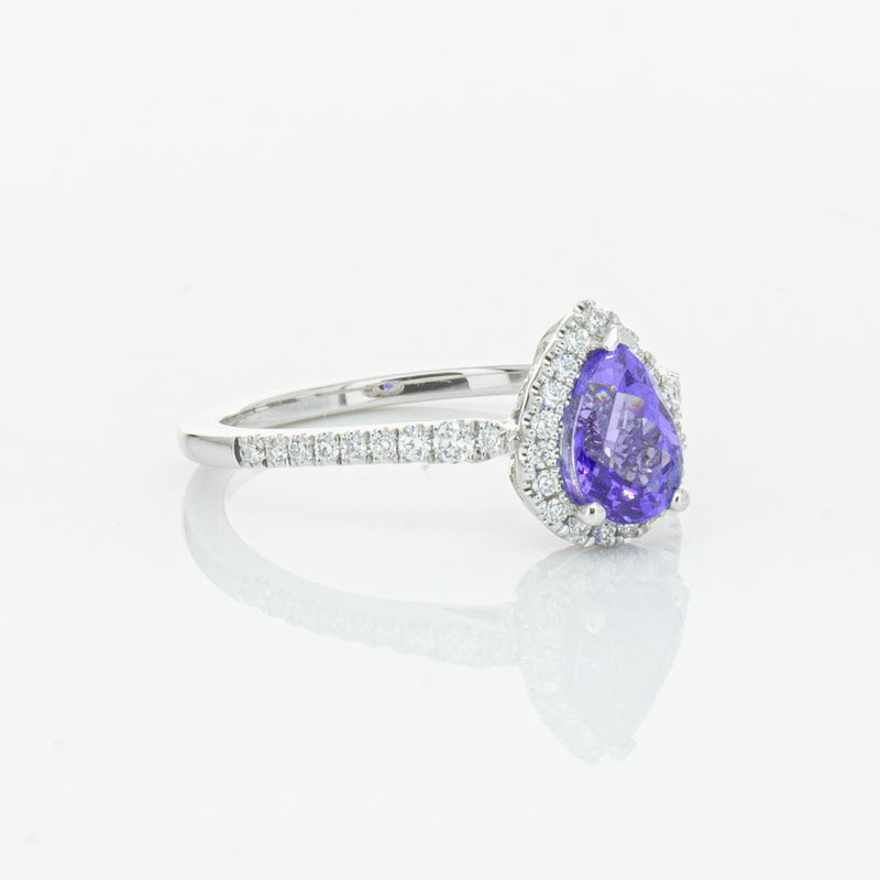 18ct White Gold 1.08ct Tanzanite & Diamond Mini Sierra Ring-Ring-Walker & Hall