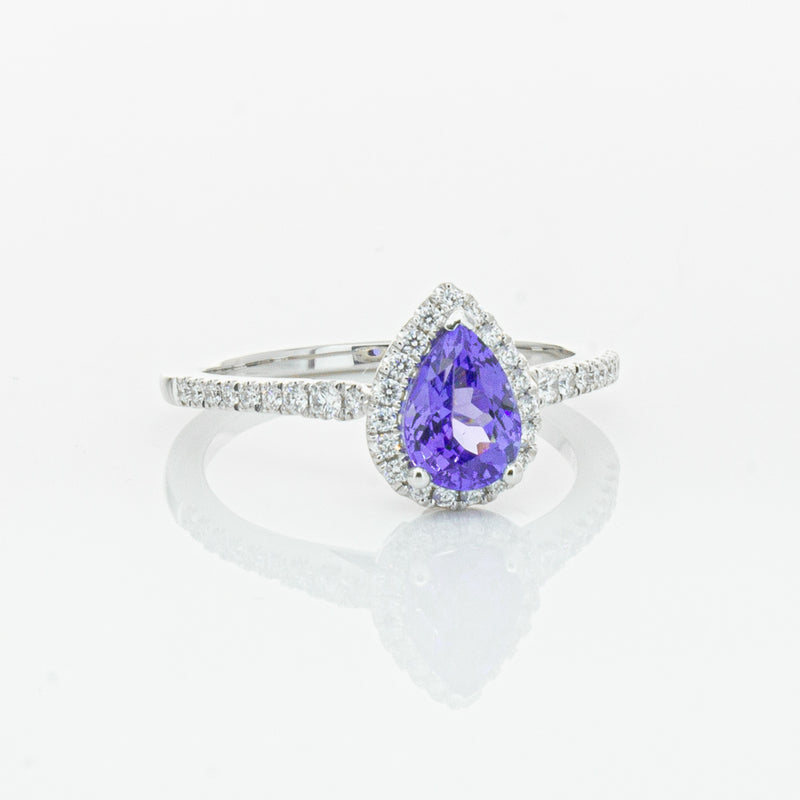 18ct White Gold 1.08ct Tanzanite & Diamond Mini Sierra Ring-Ring-Walker & Hall