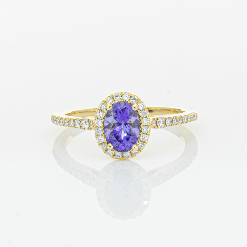 18ct Yellow Gold .81ct Tanzanite & Diamond Mini Sierra Ring-Ring-Walker & Hall