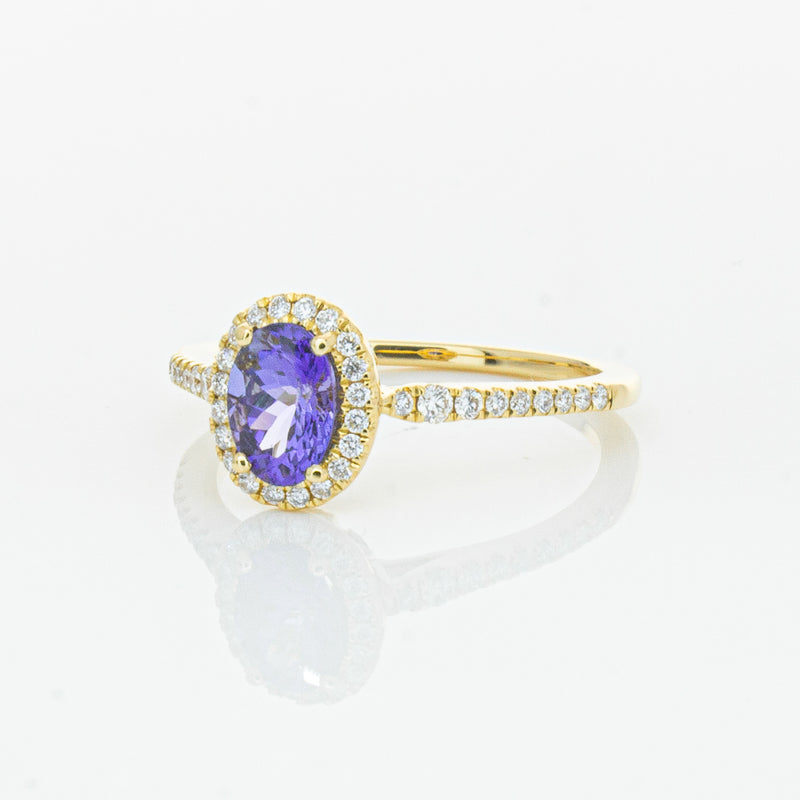 18ct Yellow Gold .81ct Tanzanite & Diamond Mini Sierra Ring-Ring-Walker & Hall