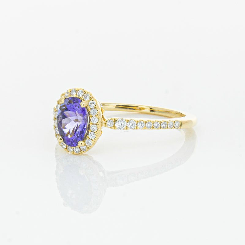 18ct Yellow Gold .81ct Tanzanite & Diamond Mini Sierra Ring-Ring-Walker & Hall