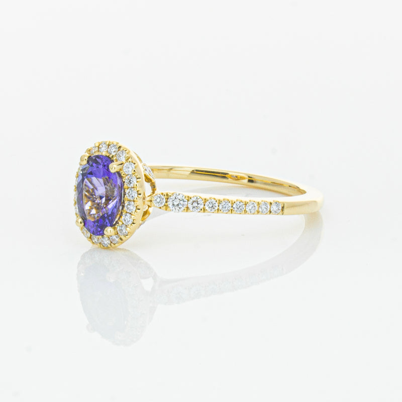 18ct Yellow Gold .81ct Tanzanite & Diamond Mini Sierra Ring-Ring-Walker & Hall
