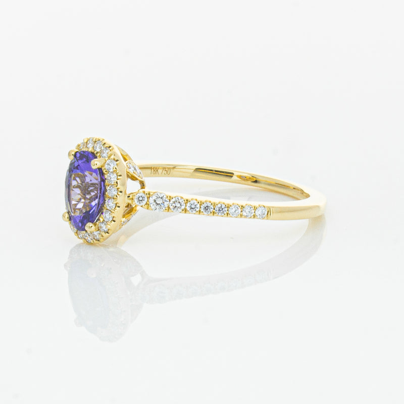 18ct Yellow Gold .81ct Tanzanite & Diamond Mini Sierra Ring-Ring-Walker & Hall