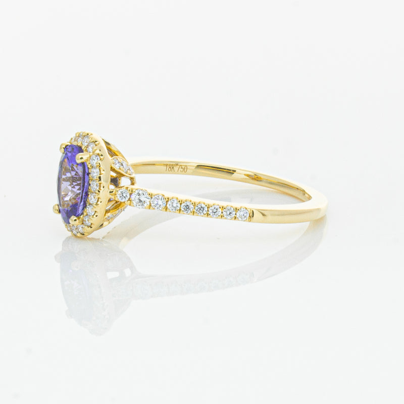 18ct Yellow Gold .81ct Tanzanite & Diamond Mini Sierra Ring-Ring-Walker & Hall