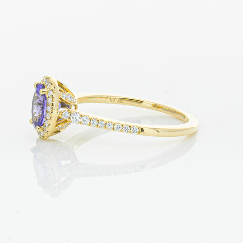 18ct Yellow Gold .81ct Tanzanite & Diamond Mini Sierra Ring-Ring-Walker & Hall