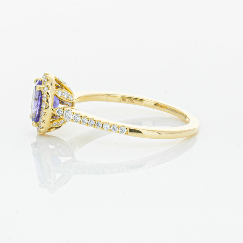 18ct Yellow Gold .81ct Tanzanite & Diamond Mini Sierra Ring-Ring-Walker & Hall