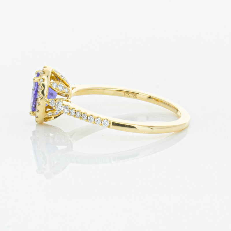 18ct Yellow Gold .81ct Tanzanite & Diamond Mini Sierra Ring-Ring-Walker & Hall