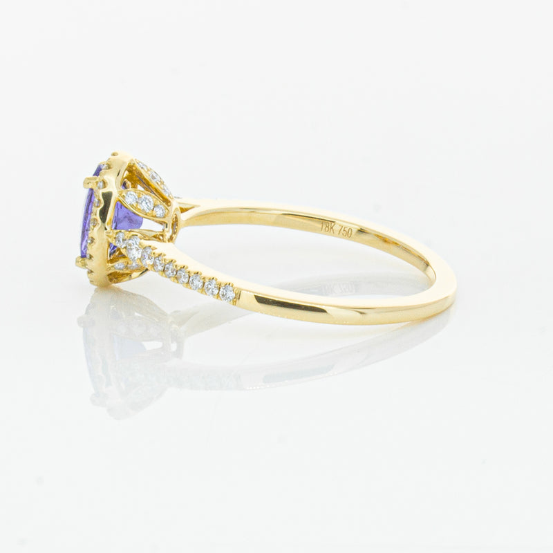 18ct Yellow Gold .81ct Tanzanite & Diamond Mini Sierra Ring-Ring-Walker & Hall