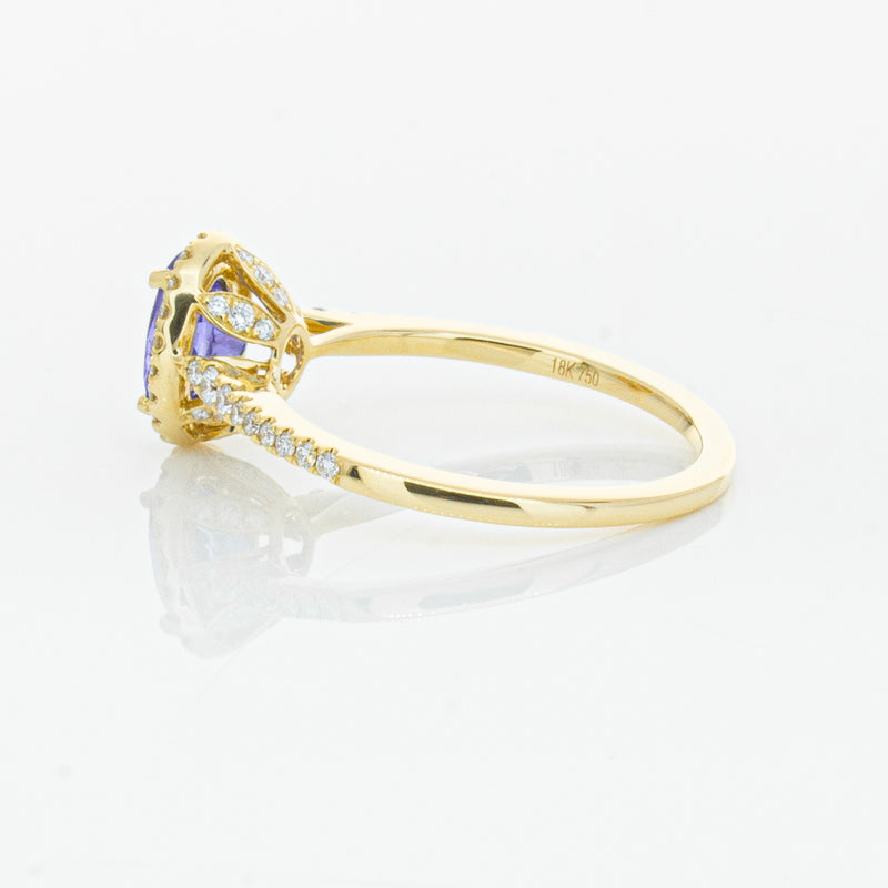 18ct Yellow Gold .81ct Tanzanite & Diamond Mini Sierra Ring-Ring-Walker & Hall
