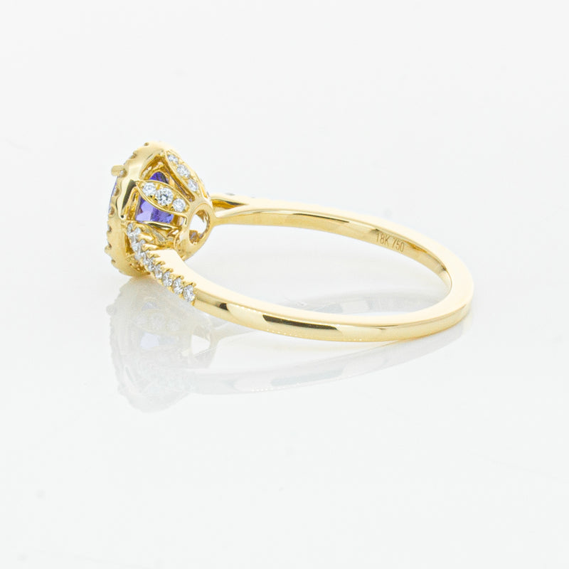18ct Yellow Gold .81ct Tanzanite & Diamond Mini Sierra Ring-Ring-Walker & Hall