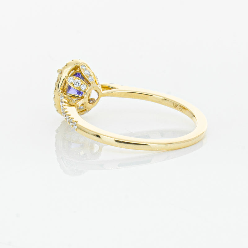 18ct Yellow Gold .81ct Tanzanite & Diamond Mini Sierra Ring-Ring-Walker & Hall