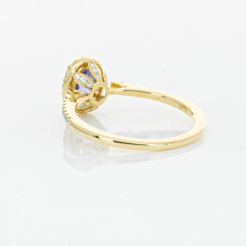 18ct Yellow Gold .81ct Tanzanite & Diamond Mini Sierra Ring-Ring-Walker & Hall