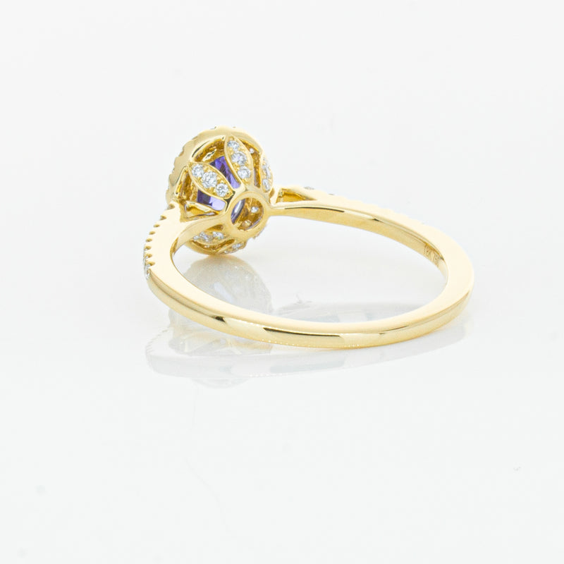 18ct Yellow Gold .81ct Tanzanite & Diamond Mini Sierra Ring-Ring-Walker & Hall