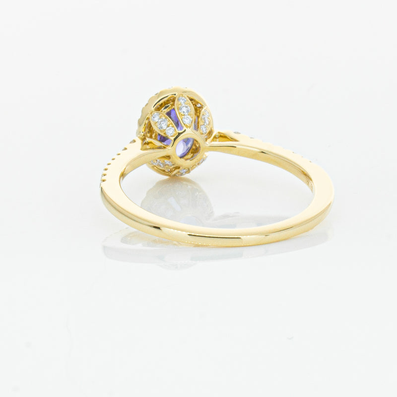 18ct Yellow Gold .81ct Tanzanite & Diamond Mini Sierra Ring-Ring-Walker & Hall