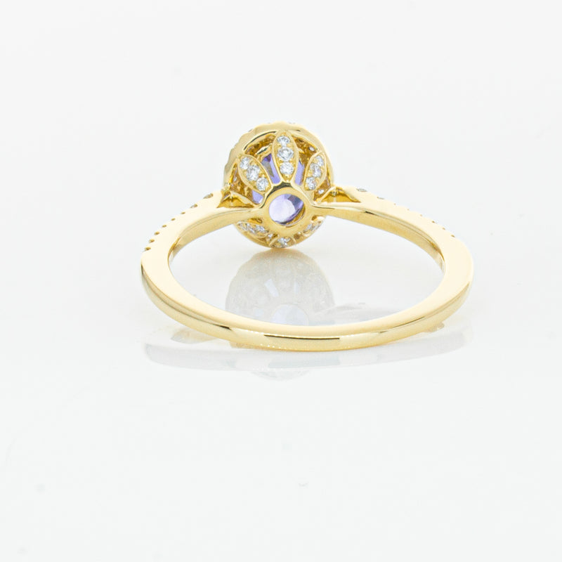 18ct Yellow Gold .81ct Tanzanite & Diamond Mini Sierra Ring-Ring-Walker & Hall