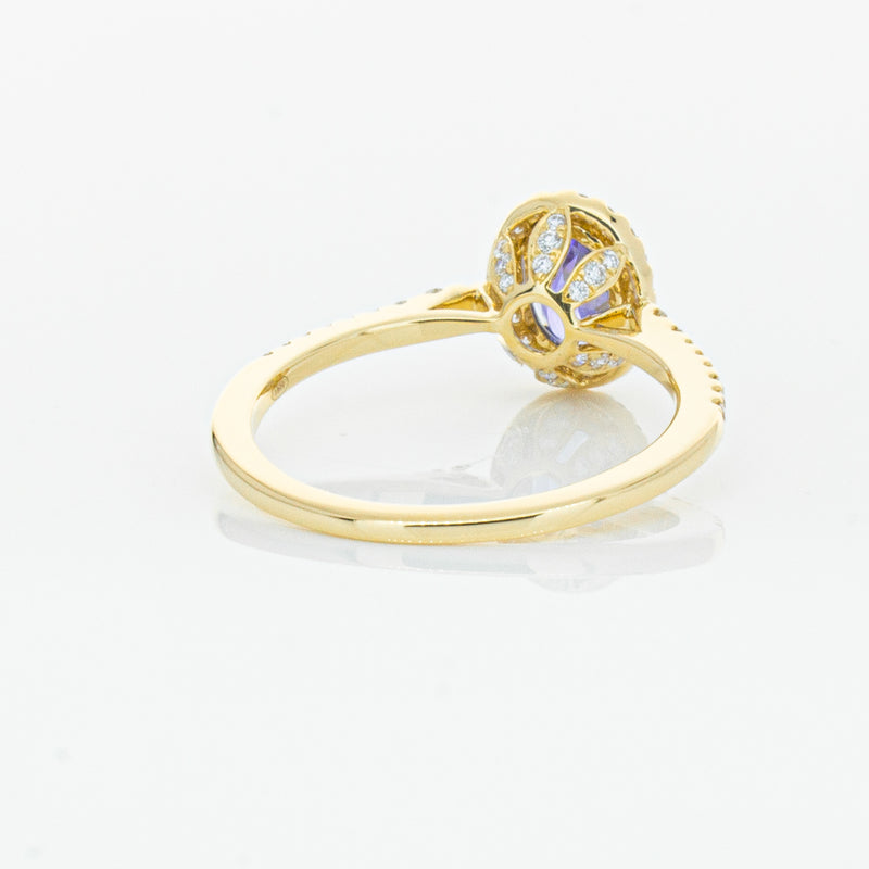 18ct Yellow Gold .81ct Tanzanite & Diamond Mini Sierra Ring-Ring-Walker & Hall