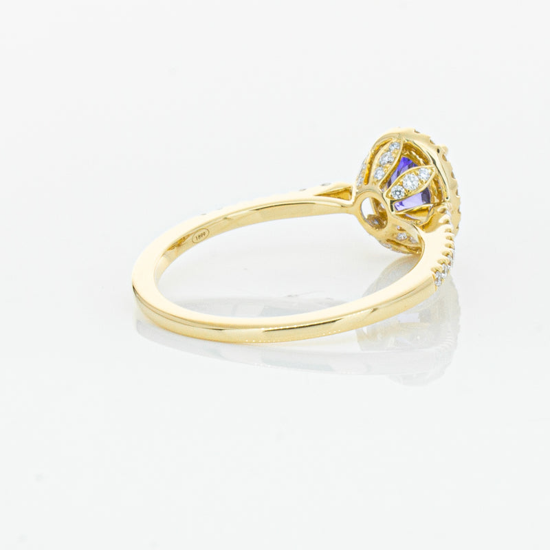 18ct Yellow Gold .81ct Tanzanite & Diamond Mini Sierra Ring-Ring-Walker & Hall