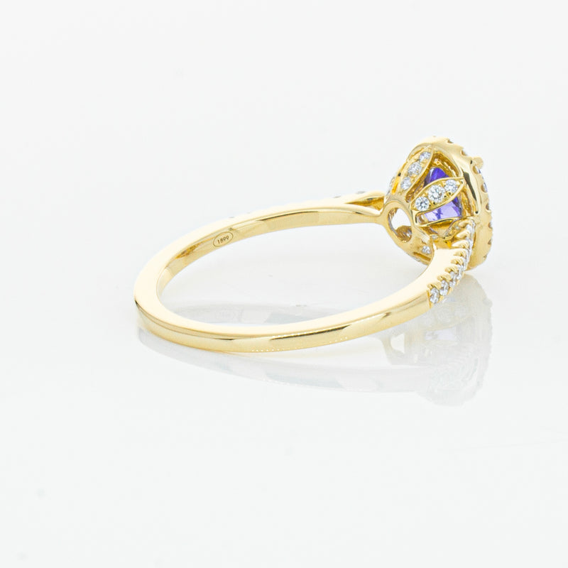 18ct Yellow Gold .81ct Tanzanite & Diamond Mini Sierra Ring-Ring-Walker & Hall